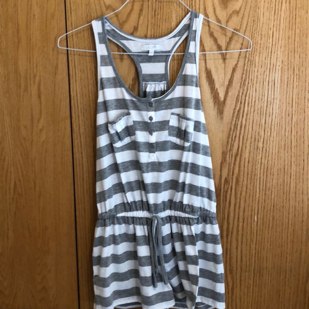Delia’s white and Gray Striped Romper